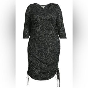 Terra & Sky Women's Ruched Knit Midi Dress with Side Ties